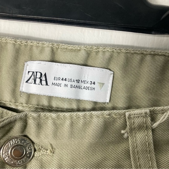 Zara Green Wide Leg Cargo 12 Utility High Rise Straps Flap Pockets Bloggers Fave - Picture 4 of 11